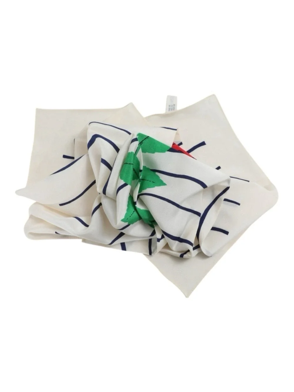 Christian Dior Vintage Striped Rose Silk Scarf Size 21” White Blue Red
